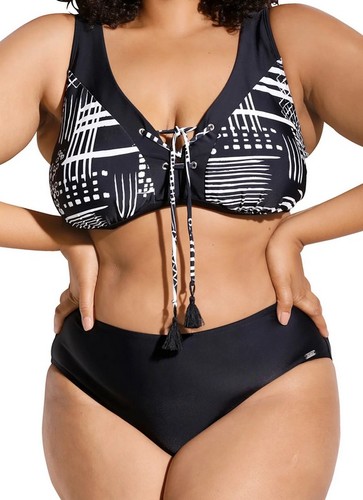 Bustier bikini schwarz - bustier-bikini, schwarz-weiss